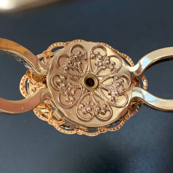 Vtg Genuine Tiger Eye Stone Cuff Bracelet - Picture 8 of 12